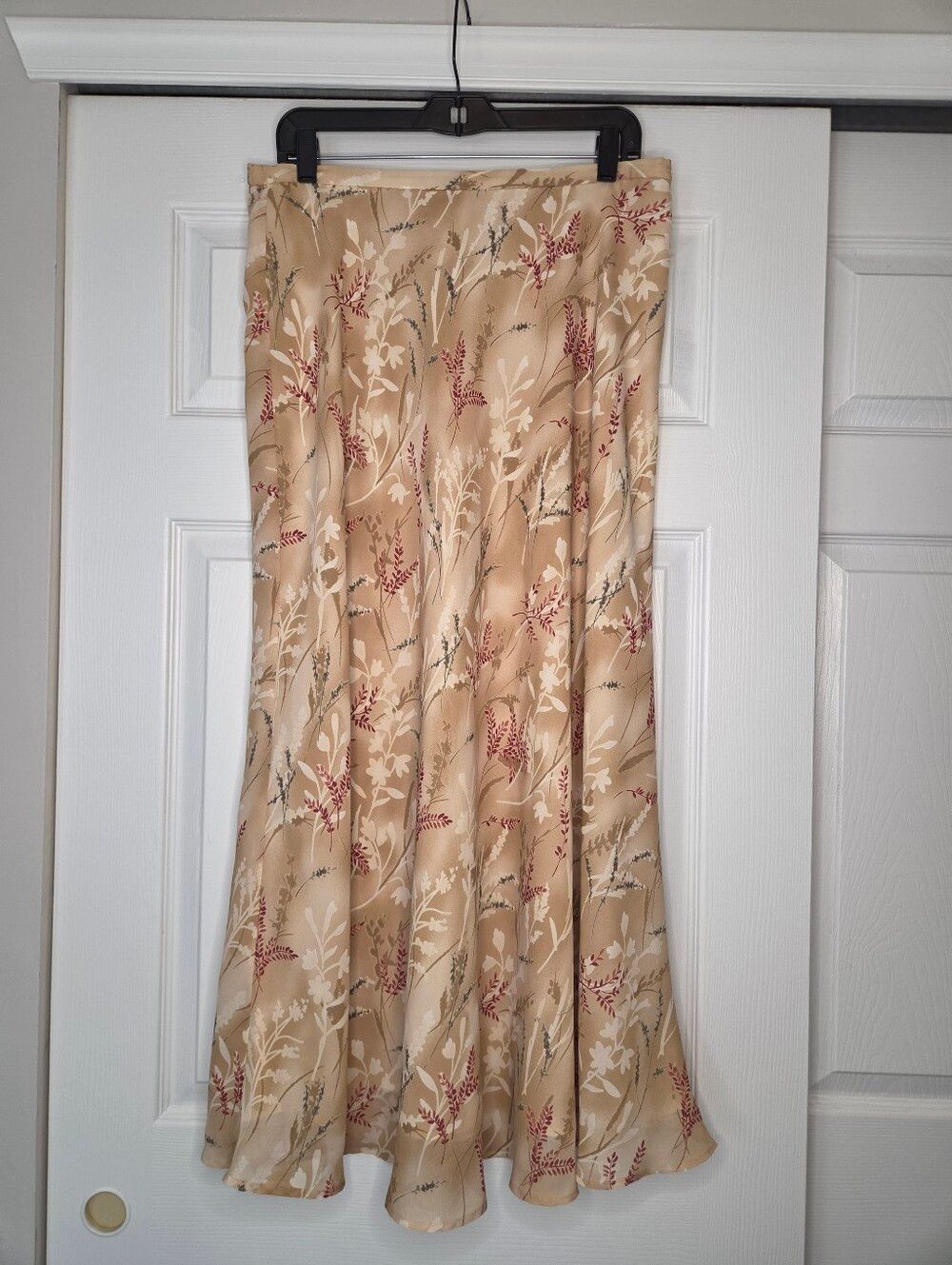 Freeport Studio Beige Fall Floral A-Line Women's Skirt - Midi Size L Large - Picture 2 of 6